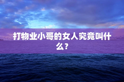 打物业小哥的女人究竟叫什么？