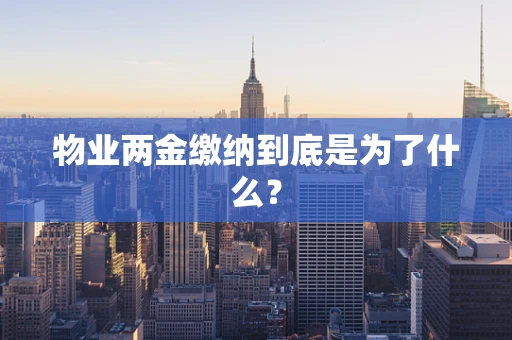 物业两金缴纳到底是为了什么？