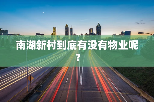 南湖新村到底有没有物业呢？