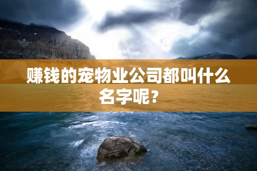 赚钱的宠物业公司都叫什么名字呢？
