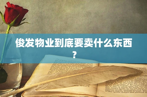 俊发物业到底要卖什么东西？