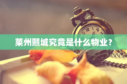 莱州熙城究竟是什么物业？