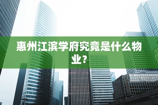 惠州江滨学府究竟是什么物业？