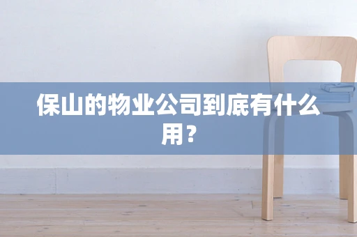 保山的物业公司到底有什么用？