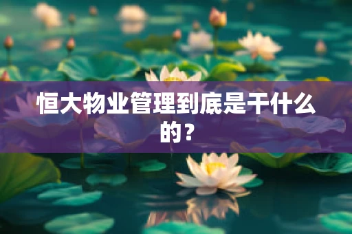 恒大物业管理到底是干什么的？