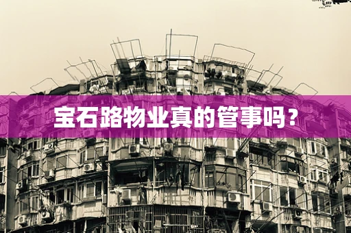 宝石路物业真的管事吗？